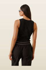 Ribbed Emblem Vest Top - Core — model back