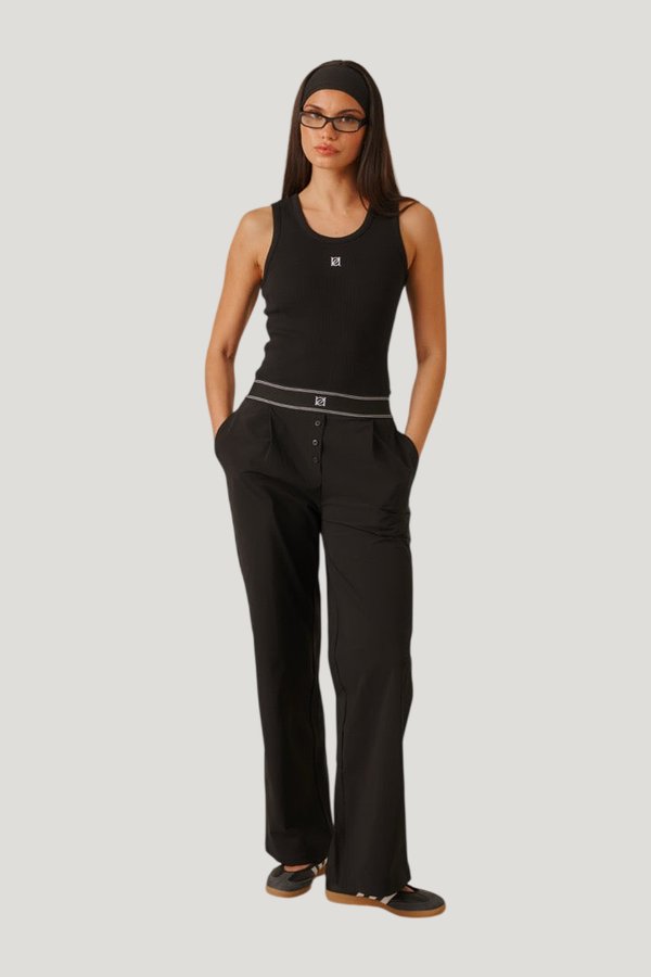 Ribbed Emblem Vest Top - Core — model front