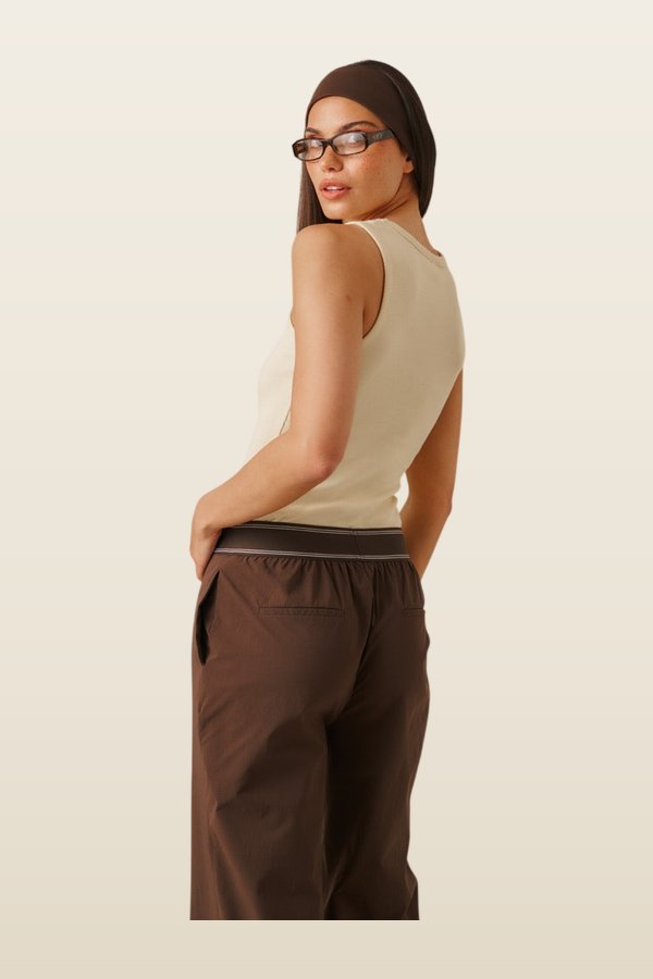 Ribbed Emblem Vest Top - Lemon Sorbet — model back