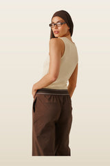 Ribbed Emblem Vest Top - Lemon Sorbet — model back