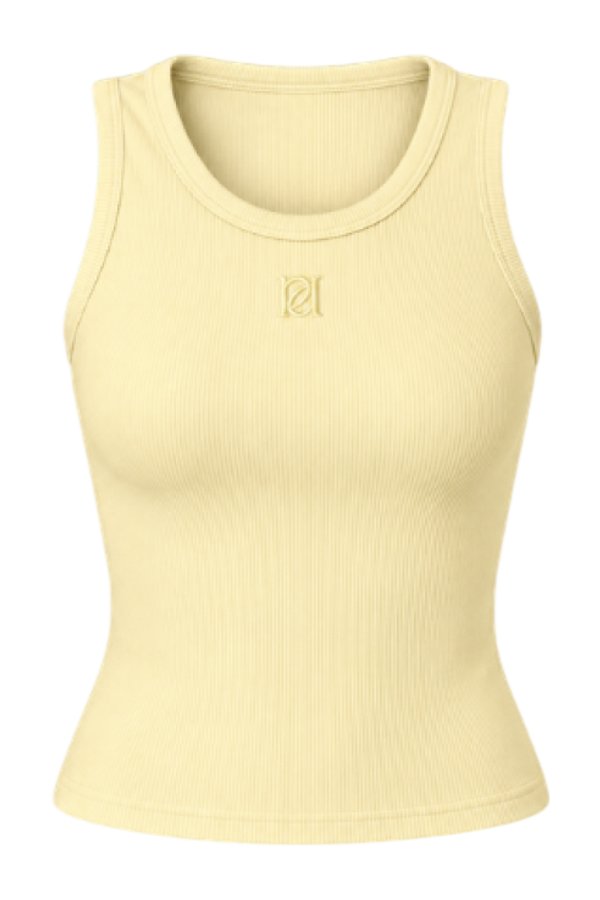 Ribbed Emblem Vest Top - Lemon Sorbet — packshot