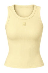 Ribbed Emblem Vest Top - Lemon Sorbet — packshot