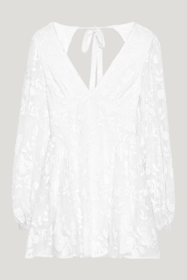 Embroidered Chiffon Long Sleeve Mini Dress — extra
