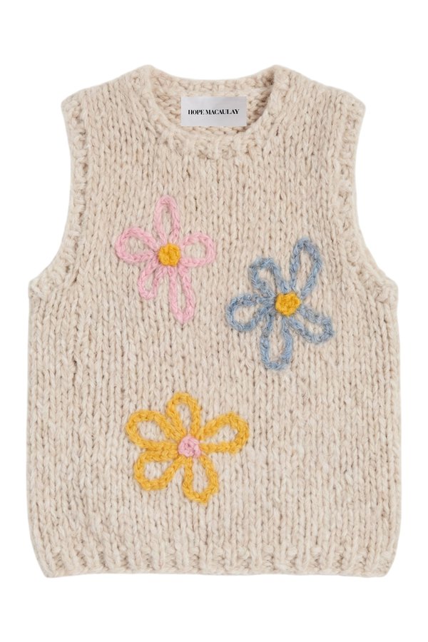 Embroidered Daisy Fluffy Knit Vest — packshot
