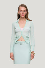 Ensley cardigan — model front