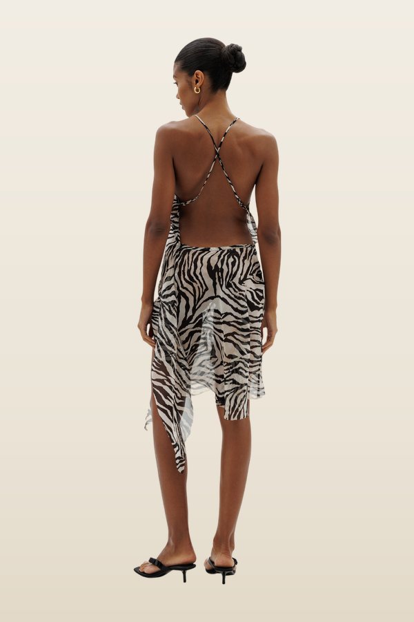 Fantasy dress in Zebra — model back