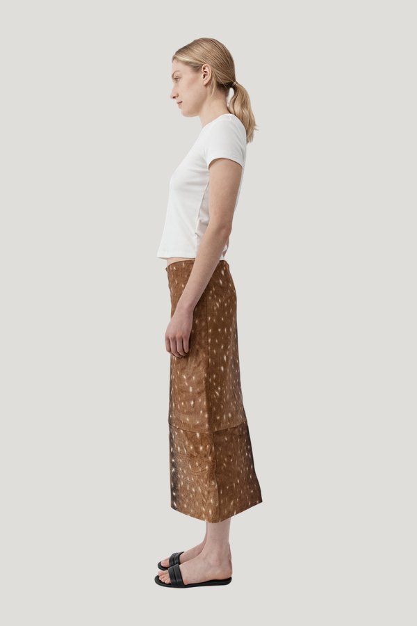 Fawn Pencil Skirt - Almond — model side