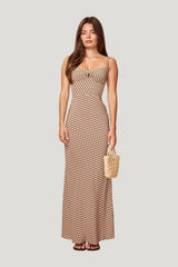 Fererra Dress - Husk Geo Silk — model front
