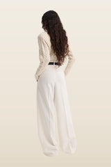 Fine merino cable cardigan — model back