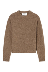 Fitted mouliné crewneck | mouliné taupe melange — packshot