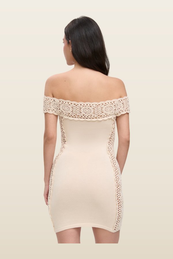 Fleur Crochet Knit Mini Dress - Summer Crochet — model back