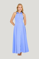 Flowy Collar Maxi Dress — model front