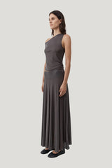 Fluid Jersey Skirt - Soot — model side