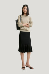 Fluted knit skirt — model front