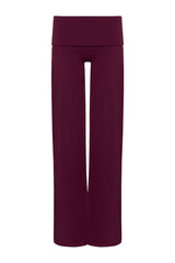 Foldover Jersey Straight Leg Pants | Deep Berry — packshot