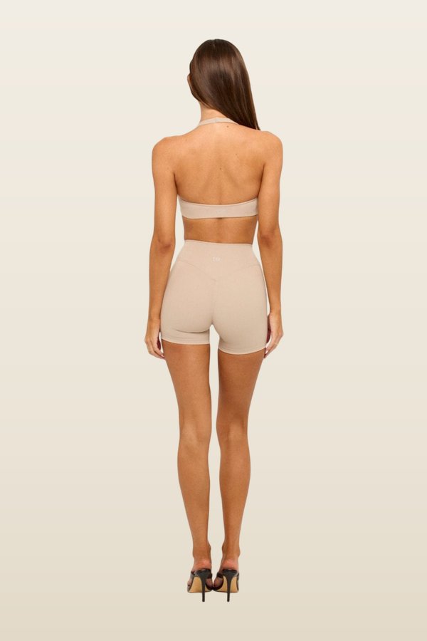 Form Halter Crop | Fawn — model back