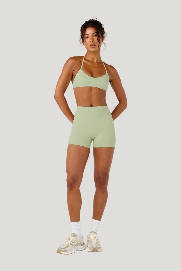 Form Invisible Scrunch Shorts | Soft Matcha — model front