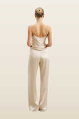 Formal Satin Straight Leg Trousers — model back