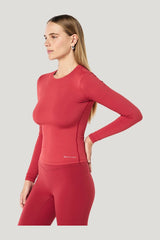 Foundation Long Sleeve Top In Cherry — model side