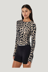 Foundation Long Sleeve Top In Leopard — model side