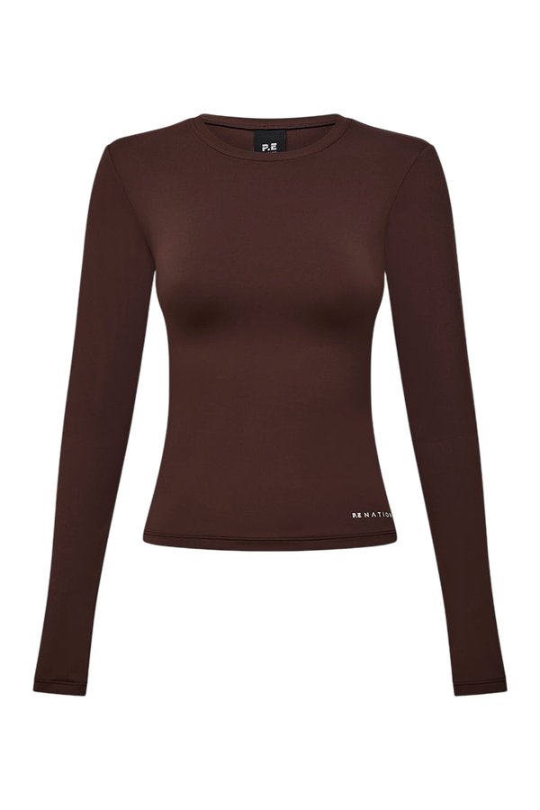 Foundation Long Sleeve Top In Mahogany — packshot