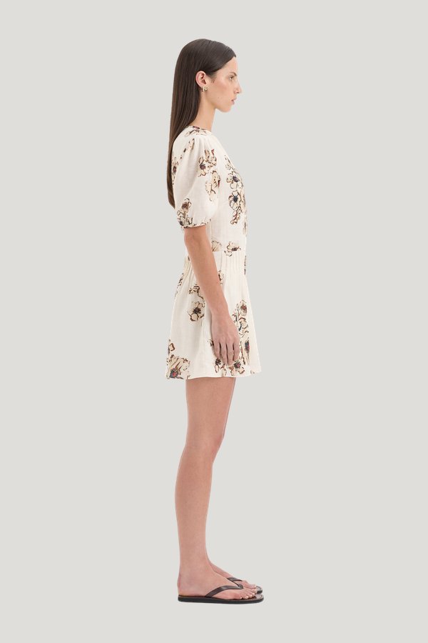 Freja Puff Sleeve Mini Dress — model side