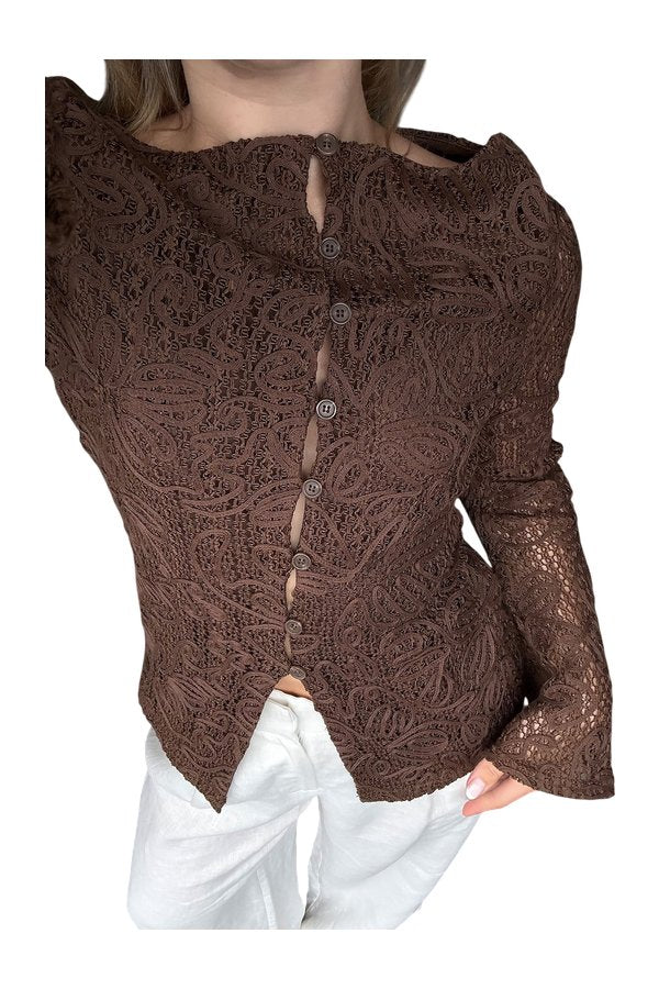 Front Button Crochet Top — packshot