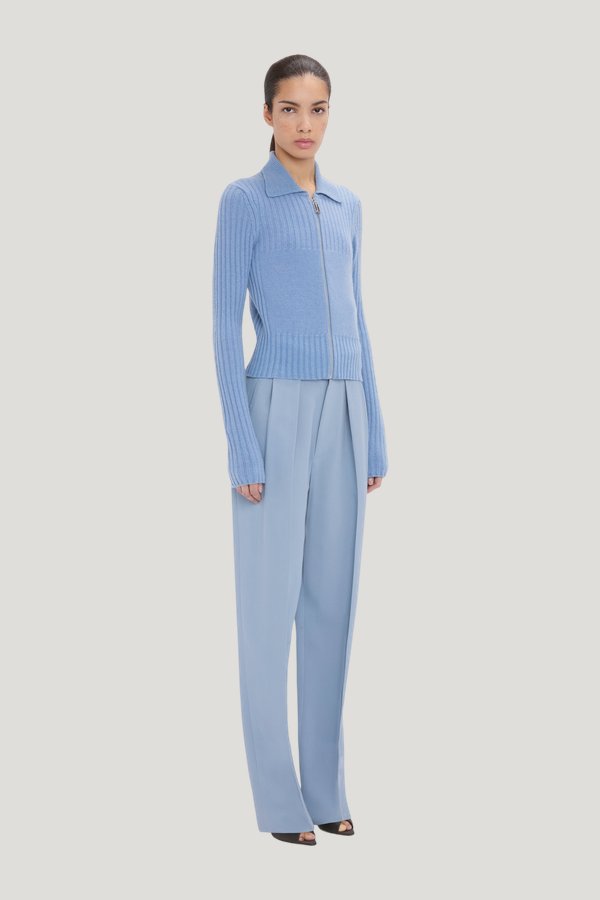 Zip Jumper In Blue Melange — model front