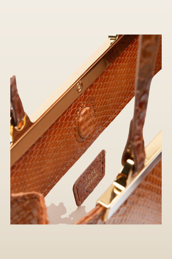 Gaia Mini Bag Tan Python Leather — model back