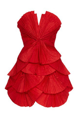 80's Red Pleated Mini Dress — packshot