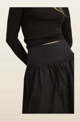 Gathered Maxi Cotton Skirt — model back