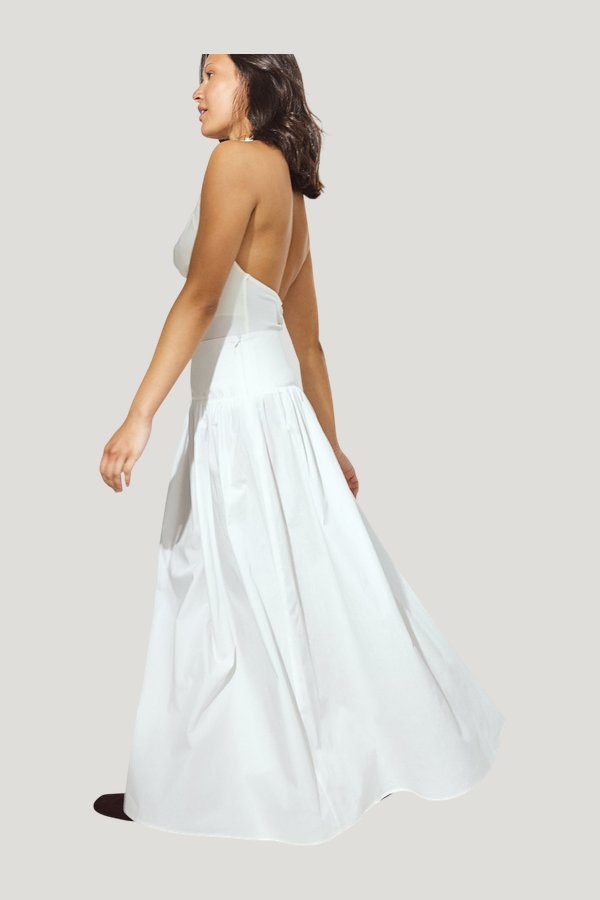 Gathered Maxi Cotton Skirt — model front