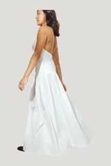 Gathered Maxi Cotton Skirt — model front