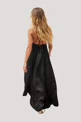 Gathered Volume Strap Dress — model side