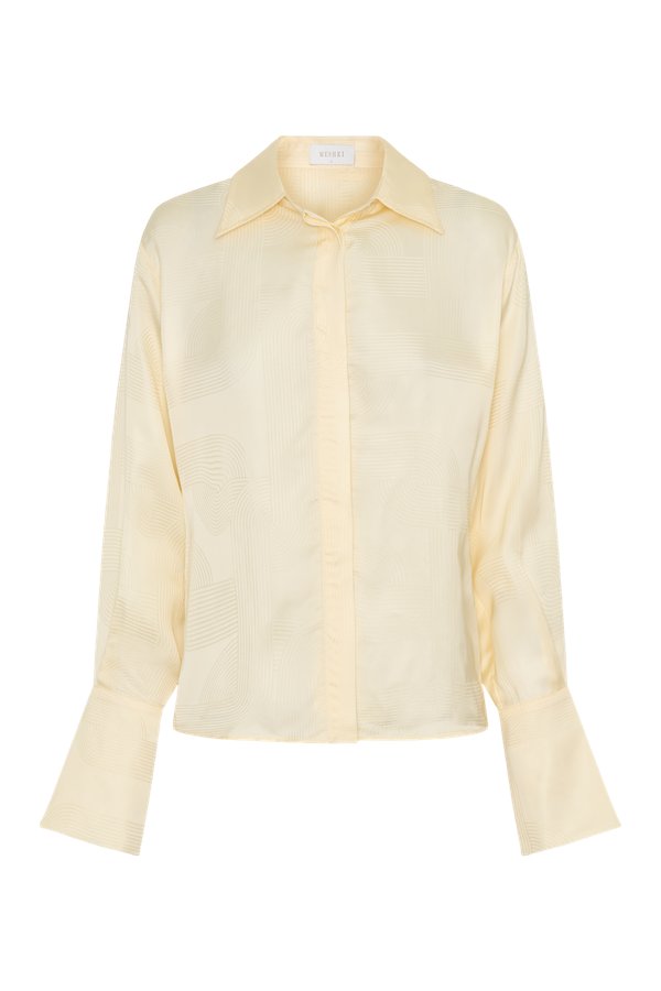 Gia Long Sleeve Satin Shirt - Buttermilk — packshot