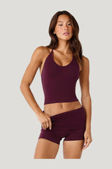 Halter Tie Tank | Deep Berry — model front