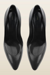 Haze Pump in Black Creased Leather — model back