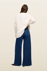Heritage Cable Sweater | Pearl — model back