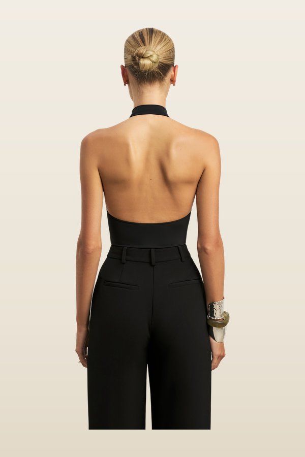 High Neck Halter Bodysuit — model back