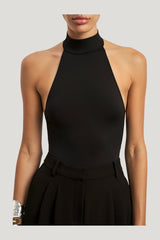 High Neck Halter Bodysuit — model side