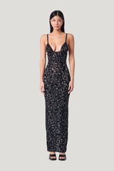 Hun Dress Black Leopard Print — model front