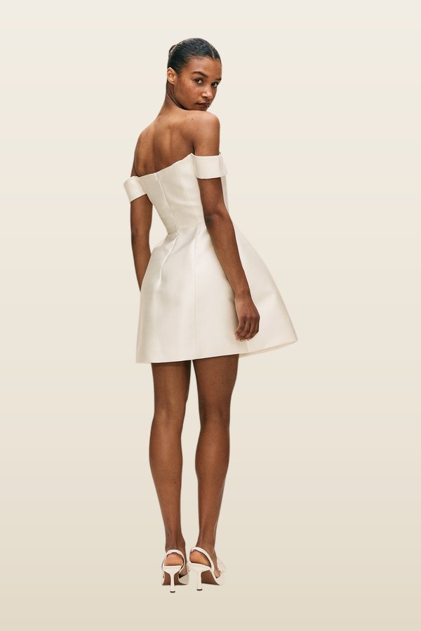 Idaira Mini Dress In Ivory Twill — model back