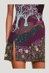 Indigo Meadow Dress — model side