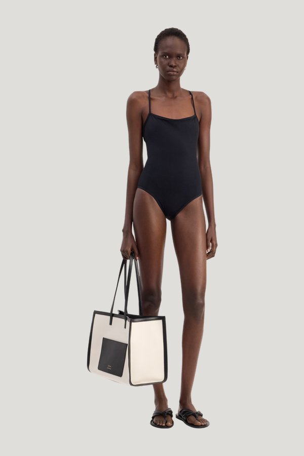 ITAK LDS Criss-crossing straps swimsuit — model front