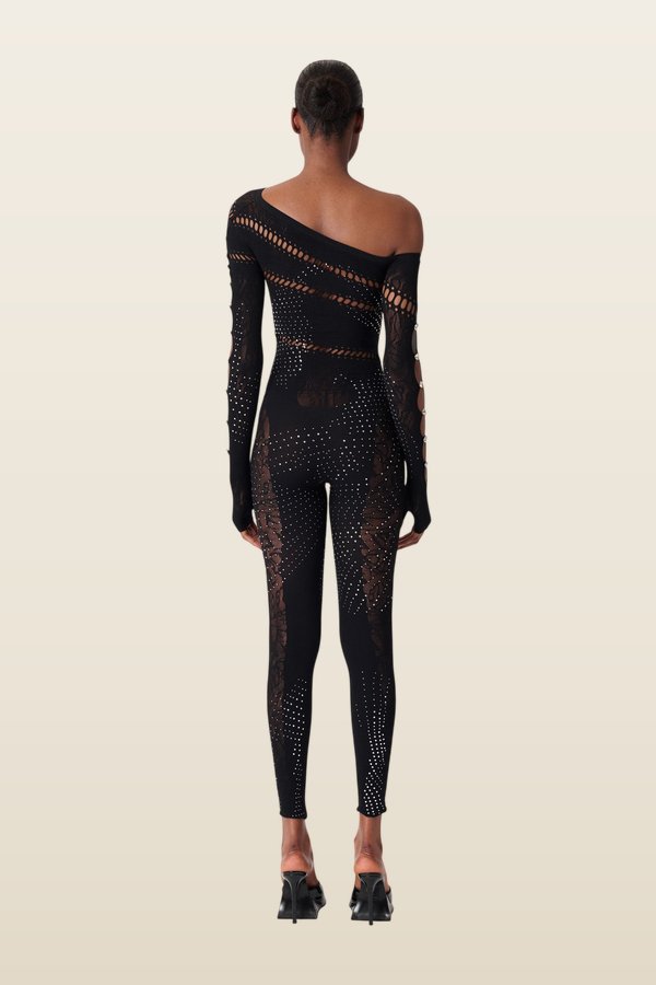 Ivy Long Rhinestone Jumpsuit — model back