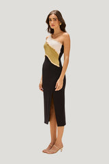 Jade Knit Colors Midi Dress — model side