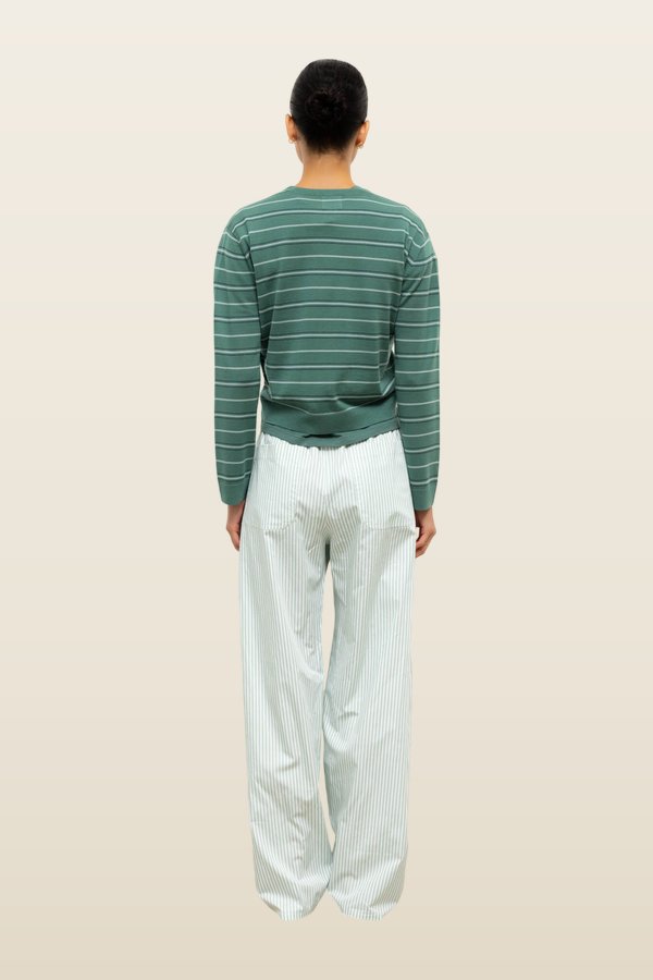 James Stripe Classic Crew — model back