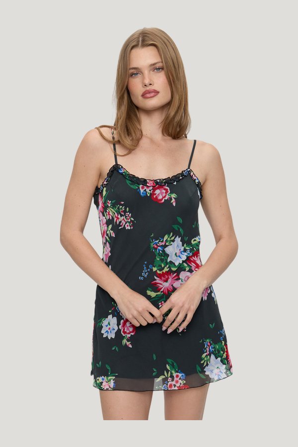 Josie Floral Mini Dress - Bouquet — model side