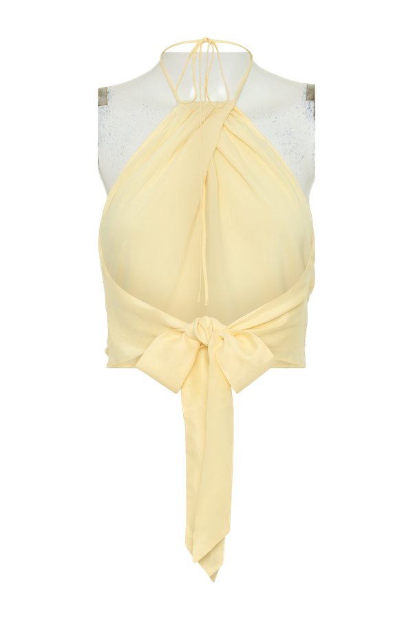Juliana Cupro Halter Sleeveless Top - Butter — packshot