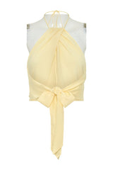 Juliana Cupro Halter Sleeveless Top - Butter — packshot